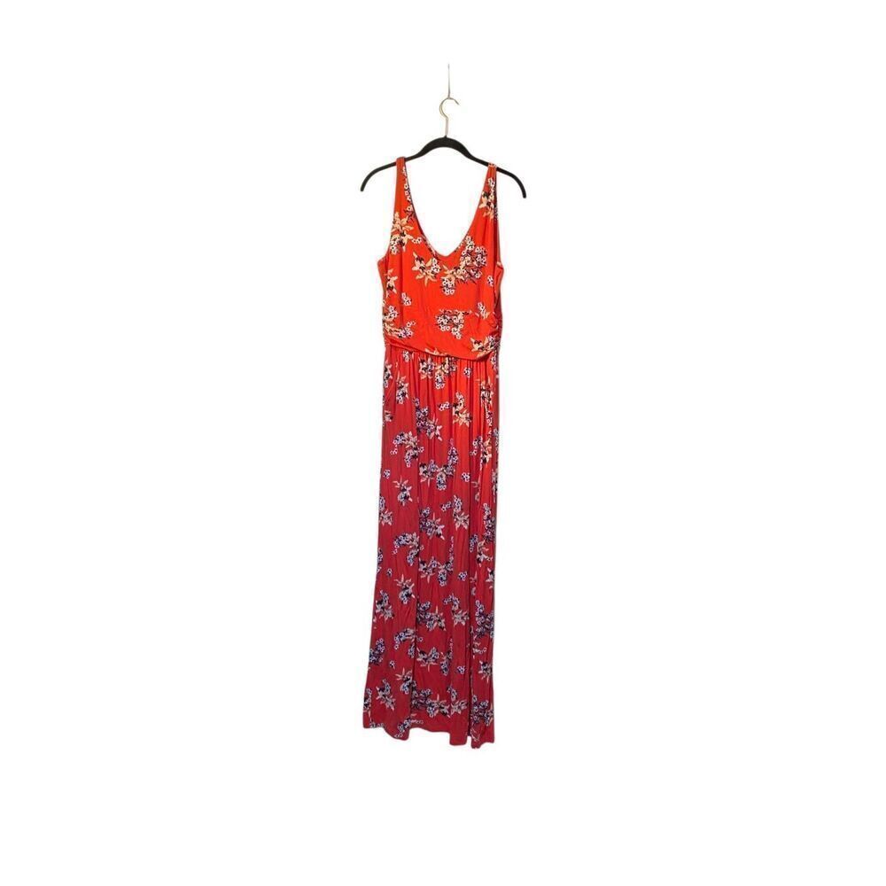 NWT Saint Tropez women’s red floral maxi dress with pockets size L
